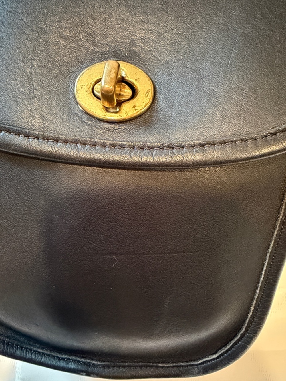 Classic Black Leather Crossbody with Gold Turnlock - Picture 3 of 9